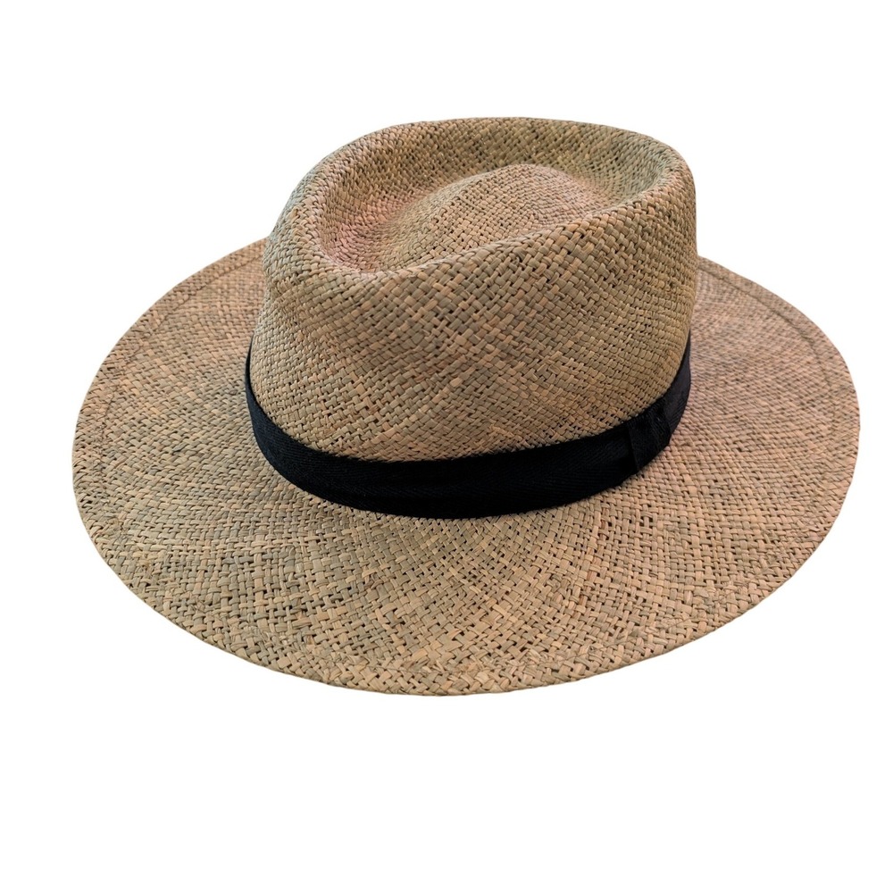 Yellow 108 Stevie Seagrass Straw Fedora Natural XL Vacation Summer Beach Resort